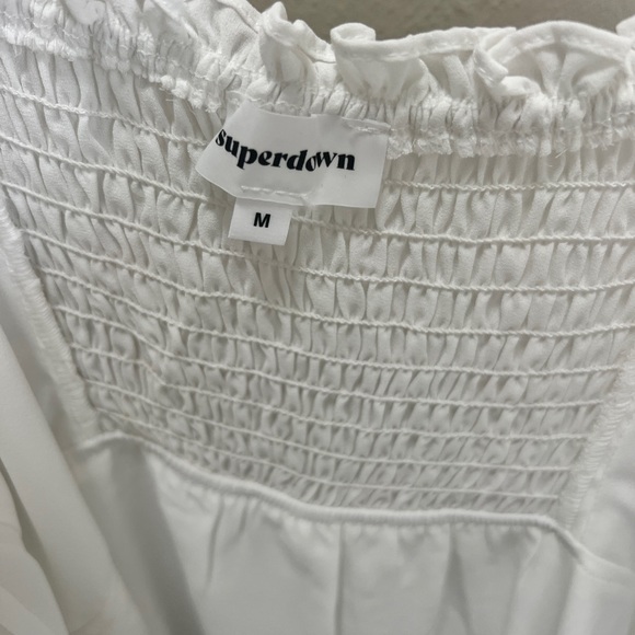 Revolve Superdown Charlee Frill Cami Dress In White Size Medium Smocked Bride - Picture 9 of 10